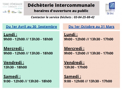 Horaires decheterie